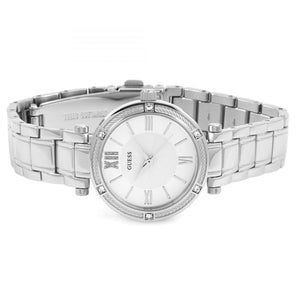 Guess Park Ave White Dial Silver Steel Strap Watch for Women - W0767L1 Buy Now By Guess