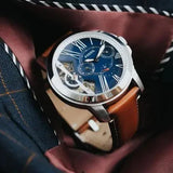 Fossil Grant Twist Multifunction Blue Dial Brown Leather Strap Watch for Men - ME1161 Buy Now By Fossil