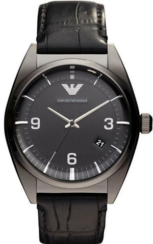 Emporio Armani Franco Black Dial Black Leather Strap Watch For Men - AR0368 Buy Now By Emporio Armani