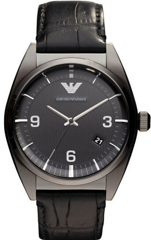 Emporio Armani Franco Black Dial Black Leather Strap Watch For Men - AR0368 Buy Now By Emporio Armani