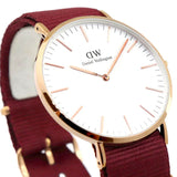 Daniel Wellington Classic Roselyn White Dial Maroon Nylon Strap Watch For Women - DW00100267 Buy Now By Daniel Wellington