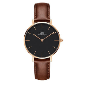 Daniel Wellington Petite St Mawes Black Dial Brown Leather Strap Watch For Women - DW00100169 Buy Now By Daniel Wellington