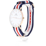 Daniel Wellington Classic Canterbury White Dial Two Tone Nylon Strap Watch For Men - DW00100002 Buy Now By Daniel Wellington