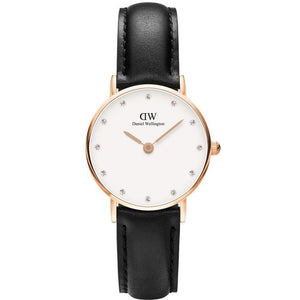 Daniel Wellington Classy Sheffield White Dial Black Leather Strap Watch For Women - DW00100060 Buy Now By Daniel Wellington