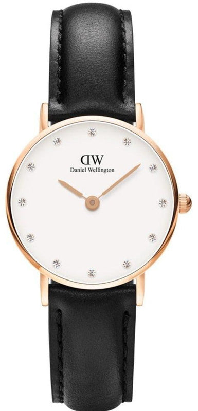 Daniel Wellington Classy Sheffield White Dial Black Leather Strap Watch For Women - DW00100060 Buy Now By Daniel Wellington