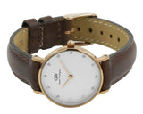 Daniel Wellington Classy Bristol White Dial Brown Leather Strap Watch For Women - DW00100062 Buy Now By Daniel Wellington