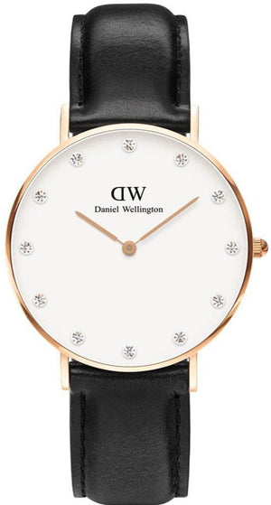Daniel Wellington Classic Sheffield White Dial Black Leather Strap Watch For Women - DW00100076 Buy Now By Daniel Wellington