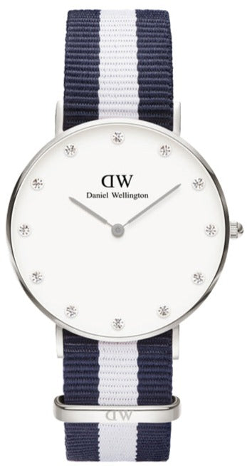Daniel Wellington Classy Glasgow White Dial Two Tone Nylon Strap Watch For Women - DW00100082 Buy Now By Daniel Wellington
