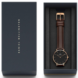 Daniel Wellington Classic York Black Dial Brown Leather Strap Watch For Women - DW00100140 Buy Now By Daniel Wellington