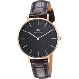 Daniel Wellington Classic Petite York Black Dial Brown Leather Strap Watch For Women - DW00100170 Buy Now By Daniel Wellington