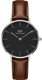 Daniel Wellington Classic Petite Bristol Black Dial Brown Leather Strap Watch For Women - DW00100177