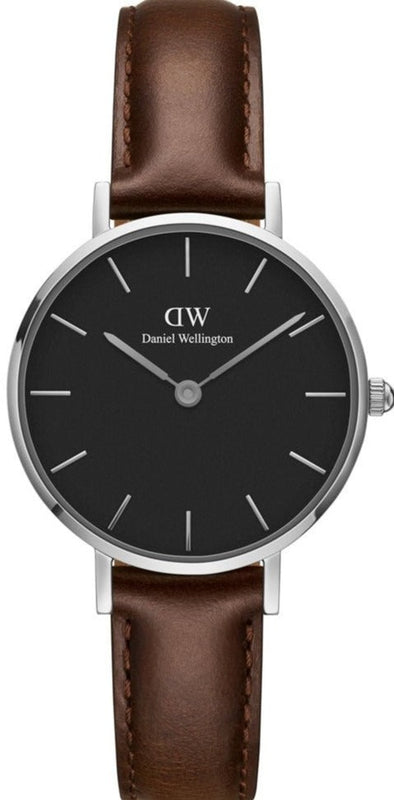 Daniel Wellington Classic Petite Bristol Black Dial Brown Leather Strap Watch For Women - DW00100233 Buy Now By Daniel Wellington