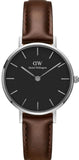 Daniel Wellington Classic Petite Bristol Black Dial Brown Leather Strap Watch For Women - DW00100233