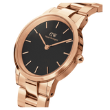Daniel Wellington Iconic Link Black Dial Rose Gold Steel Strap Watch For Men - DW00100344 Buy Now By Daniel Wellington