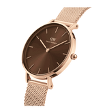 Daniel Wellington Petite Melrose Brown Dial Rose Gold Mesh Strap Watch For Women - DW00100477 Buy Now By Daniel Wellington