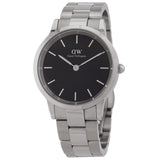 Daniel Wellington Iconic Link Black Dial Silver Steel Strap Watch for Women - DW00100204 Buy Now By Daniel Wellington
