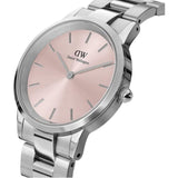Daniel Wellington Iconic Pink Dial Silver Steel Strap Watch For Women - DW00100329 Buy Now By Daniel Wellington