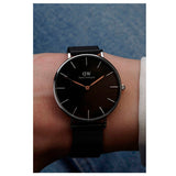 Daniel Wellington Petite Ashfield Black Dial Black Mesh Strap Watch For Women - DW00100308 Buy Now By Daniel Wellington