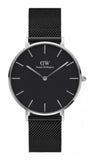 Daniel Wellington Petite Ashfield Black Dial Black Mesh Strap Watch For Women - DW00100308 Buy Now By Daniel Wellington