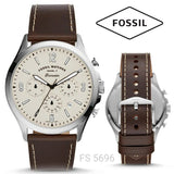 Fossil Forrester Chronograph White Dial Brown Leather Strap Watch for Men - FS5696 Buy Now By Fossil