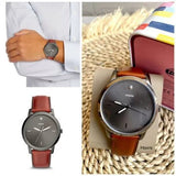 Fossil The Minimalist 3H Grey Dial Brown Leather Strap Watch for Men - FS5479 Buy Now By Fossil