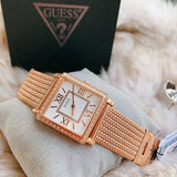 Guess Highline Off White Dial Rose Gold Stainless Steel Mesh Strap Watch For Women - W0826L3 Buy Now By Guess