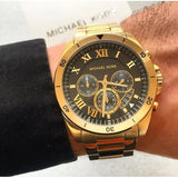 Michael Kors Brecken Chronograph Quartz Black Dial Gold Steel Strap Watch For Men - MK8481 Buy Now By Michael Kors