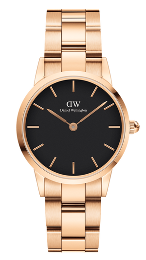 Daniel Wellington Iconic Link Black Dial Rose Gold Steel Strap Watch for Women - DW00100212 Buy Now By Daniel Wellington