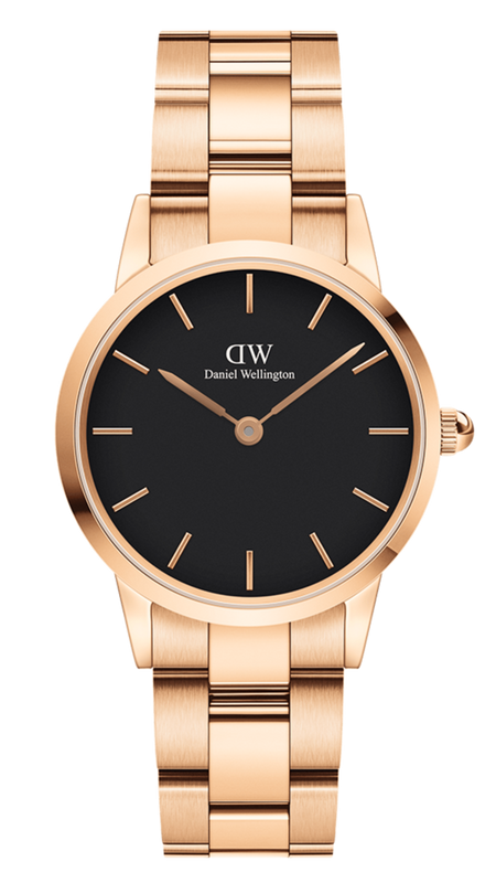 Daniel Wellington Iconic Link Black Dial Rose Gold Steel Strap Watch for Women - DW00100212 Buy Now By Daniel Wellington