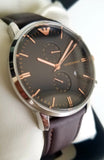 Emporio Armani Classic Chronograph Brown Dial Brown Leather Strap Watch For Men - AR0387 Buy Now By Emporio Armani