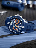 Guess Trade Blue Dial Blue Silicone Strap Watch for Men - W0967G2 Buy Now By Guess