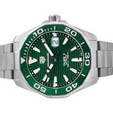 Tag Heuer Aquaracer Calibre 5 Green Dial Silver Steel Strap Watch for Men - WAY201S.BA0927 Buy Now By Tag Heuer