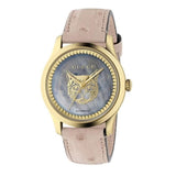 Gucci G Timeless Skeleton 16K Gold Mother of Pearl Dial Pink Leather Strap Watch For Women - YA1264110 Buy Now By Gucci