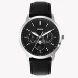 Fossil Neutra Minimalist Moonphase Black Dial Black Leather Strap Watch for Men - FS5904 Buy Now By Fossil