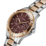 Guess Mist Analog Maroon Dial Two Tone Steel Strap Watch For Women - GW0723L2 Buy Now By Guess