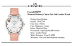 Coach Delancey White Dial Pink Leather Strap Watch for Women - 14502799 Buy Now By Coach