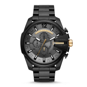 Diesel Mega Chief Chronograph Grey Dial Black Steel Strap Watch For Men - DZ4479 Buy Now By Diesel