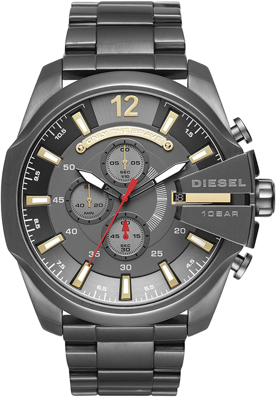 Diesel Mega Chief Chronograph Grey Dial Grey Steel Strap Watch For Men - DZ4421 Buy Now By Diesel
