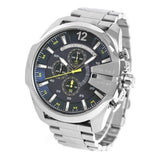 Diesel Mega Chief Chronograph Blue Dial Silver Steel Strap Watch For Men - DZ4465 Buy Now By Diesel