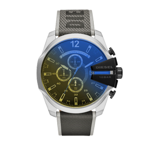 Diesel Mega Chief Chronograph Black Dial Grey Nylon Strap Watch For Men - DZ4523 Buy Now By Diesel