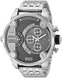 Diesel Little Daddy Chronograph Black Dial Silver Steel Strap Watch For Men - DZ7259 Buy Now By Diesel