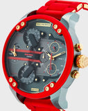 Diesel Mr Daddy 2.0 Chronograph Grey Dial Red Rubber Strap Watch For Men - DZ7430 Buy Now By Diesel
