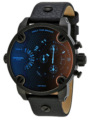 Diesel Little Daddy Black Dial Black Leather Strap Watch For Men - DZ7334 Buy Now By Diesel