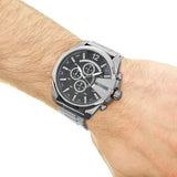 Diesel Mega Chief Chronograph Blue Dial Silver Steel Strap Watch For Men - DZ4417 Buy Now By Diesel