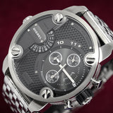 Diesel Little Daddy Chronograph Black Dial Silver Steel Strap Watch For Men - DZ7259 Buy Now By Diesel