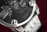 Diesel Little Daddy Chronograph Black Dial Silver Steel Strap Watch For Men - DZ7259 Buy Now By Diesel