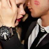 Diesel Mr Daddy Chronograph Black Dial Black Leather Strap Watch For Men - DZ7313 Buy Now By Diesel