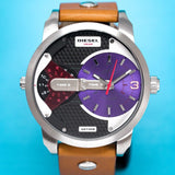 Diesel Mini Daddy Blue & Black Dial Brown Leather Strap Watch For Men - DZ7308 Buy Now By Diesel