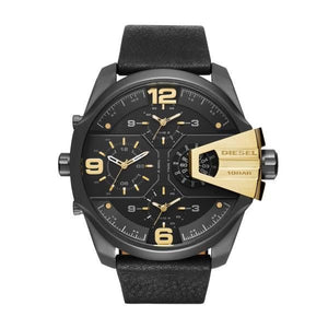 Diesel Uber Chief Two Hand Black Dial Black Leather Strap Watch For Men - DZ7377 Buy Now By Diesel