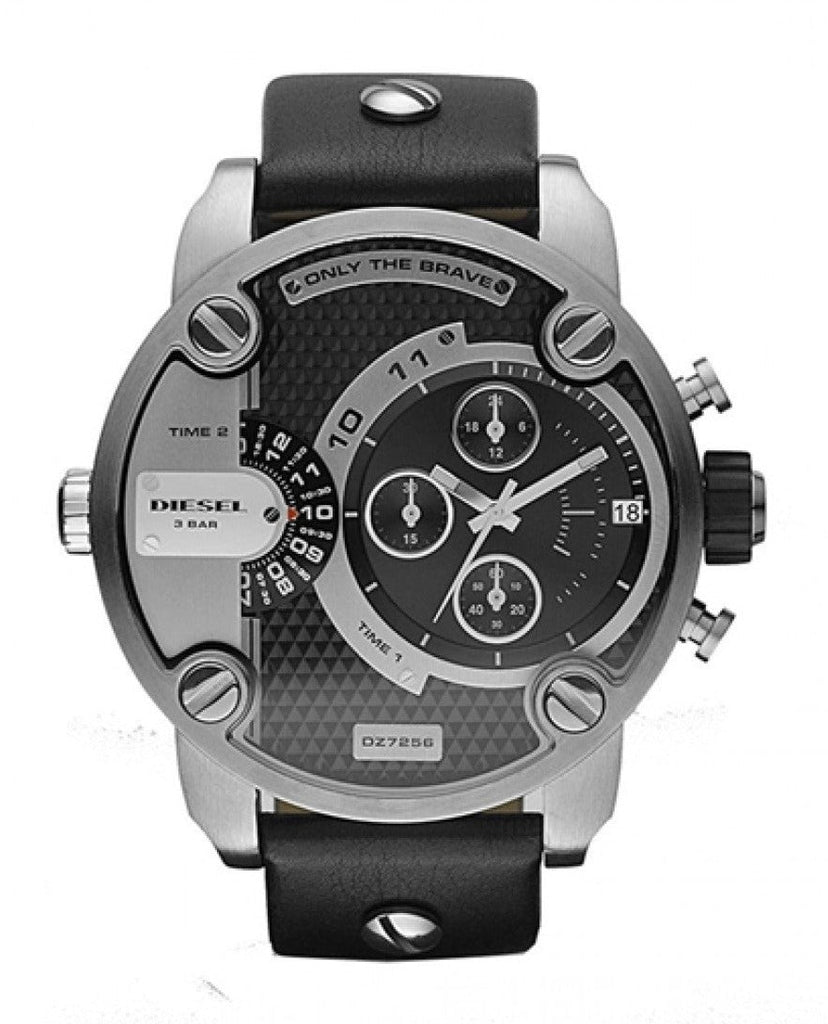 Diesel Little Daddy Black Dial Black Leather Strap Watch For Men - DZ7256 Buy Now By Diesel